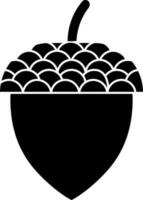 geïsoleerd icoon van eikel- fruit in zwart en wit kleur. vector