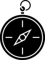 vlak stijl kompas icoon in zwart en wit kleur. vector