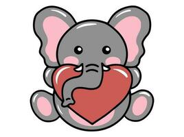 olifant tekenfilm schattig voor valentijnsdag dag vector