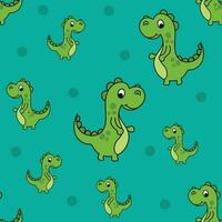 naadloos schattig groen baby dinossaur patroon vector