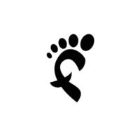 eenvoudig modern voetafdruk zwart logo met ontwerp van de beginletter f pictogram vectorillustratie vector