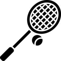 zwart en wit tennis racket met bal icoon in vlak stijl. vector