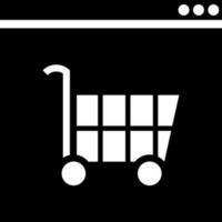 zwart en wit illustratie van online boodschappen doen icoon. vector