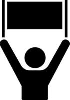 illustratie van Mens Holding banier glyph icoon. vector