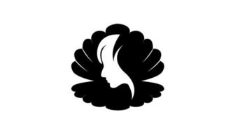 eenvoudige parel schelp schoonheid gezicht silhouet zwart vector logo pictogram ontwerp vlakke afbeelding