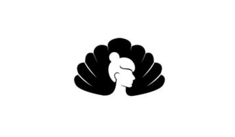 eenvoudige parel schelp schoonheid gezicht silhouet zwart vector logo pictogram ontwerp vlakke afbeelding