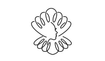 eenvoudige parel schelp schoonheid gezicht silhouet zwarte vector lijn logo pictogram ontwerp vlakke afbeelding