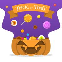 Vlak Halloween-suikergoed in de Vectorillustratie van de Pompoenemmer vector