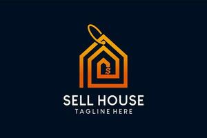 creatief lijn huis prijs label logo ontwerp, huis eigendom buying en verkoop logo vector