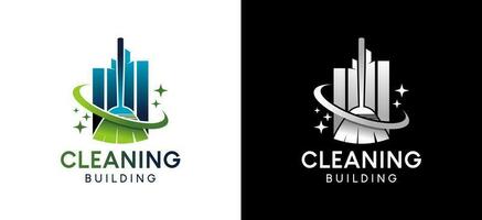 gebouw schoonmaak en schoonmaak onderhoud logo ontwerp met modern creatief abstract concept vector