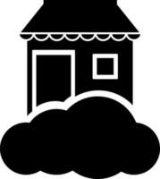 zwart en wit hut en wolk. vector