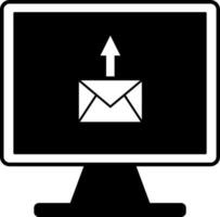 e-mail uploaden door zwart en wit computer. vector