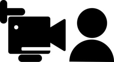 zwart en wit icoon van video camera met Mens icoon. vector
