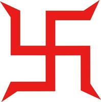 rood swastika religieus symbool van Hindoe . vector