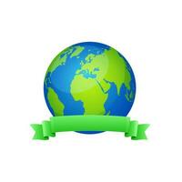 glanzend groen lint versierd aarde wereldbol. vector