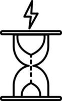 icoon van zand klok met energie teken. vector