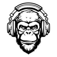 funky aap met hoofdtelefoons muziek- minnaar ontwerp, aap met hoofdtelefoons vector