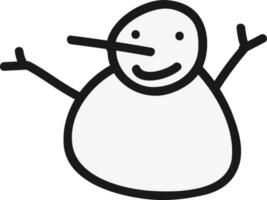 lijn kunst icoon van sneeuwman in vlak stijl. vector