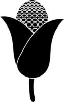 illustratie van maïs icoon met voor de helft Hoes in zwart stijl. vector