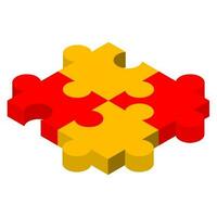 3d illustratie van puzzel infographic diagram in geel en rood kleur. vector