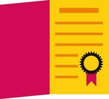 roze en geel certificaat met zwart kenteken. vector