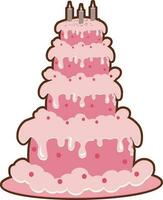 versierd roze verjaardag laag taart. vector