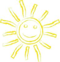 hand- getrokken illustratie van geel zon. vector