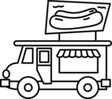 snel voedsel winkel busje in zwart lijn kunst. vector