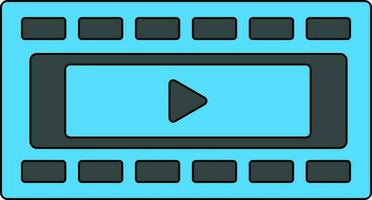 zwart en blauw film strip met Speel knop. vector