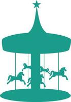 groen silhouet van carrousel met paarden. vector