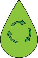 groen recycle teken in druppel. vector