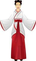 karakter van dame in traditioneel Japans jurk. vector