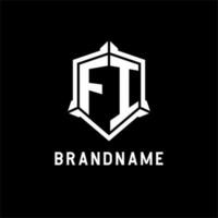 fi logo eerste met schild vorm ontwerp stijl vector