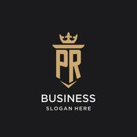 pr monogram met middeleeuws stijl, luxe en elegant eerste logo ontwerp vector