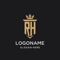 rh monogram met middeleeuws stijl, luxe en elegant eerste logo ontwerp vector