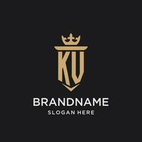 kv monogram met middeleeuws stijl, luxe en elegant eerste logo ontwerp vector