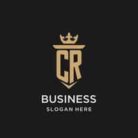 cr monogram met middeleeuws stijl, luxe en elegant eerste logo ontwerp vector