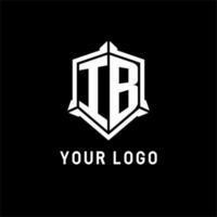 ib logo eerste met schild vorm ontwerp stijl vector