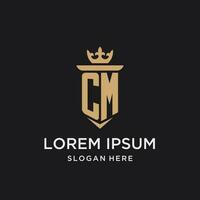 cm monogram met middeleeuws stijl, luxe en elegant eerste logo ontwerp vector
