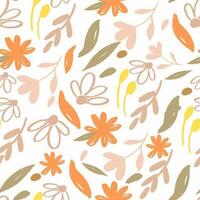 oranje pastel herfst bloem naadloos patroon vector