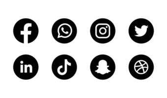 sociale media logo's zwarte iconen collectie facebook whatsapp linkedin dribbel snapchat tiktok