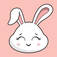 konijn glimlach gezicht konijn hoofd kawaii sticker vector
