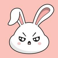 konijn boos gezicht konijn hoofd kawaii sticker vector