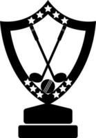 hockey en bal in sterren versierd schild trofee prijs. vector