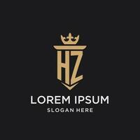 hz monogram met middeleeuws stijl, luxe en elegant eerste logo ontwerp vector
