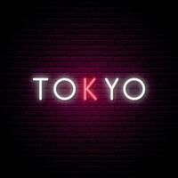 tokyo opschrift in neon stijl. wit en rood tekst uithangbord. vector
