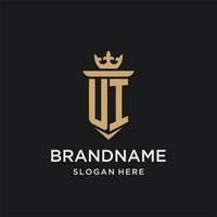 ui monogram met middeleeuws stijl, luxe en elegant eerste logo ontwerp vector