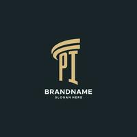 pi monogram met pijler icoon ontwerp, luxe en modern wettelijk logo ontwerp ideeën vector