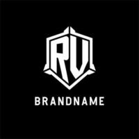 rv logo eerste met schild vorm ontwerp stijl vector