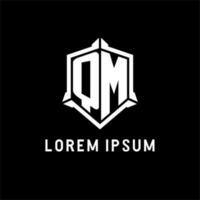 qm logo eerste met schild vorm ontwerp stijl vector